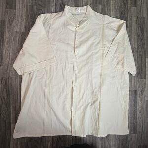Men’s XXL Mexican Guayabera White Cotton Shirt Short Sleeve Button Front